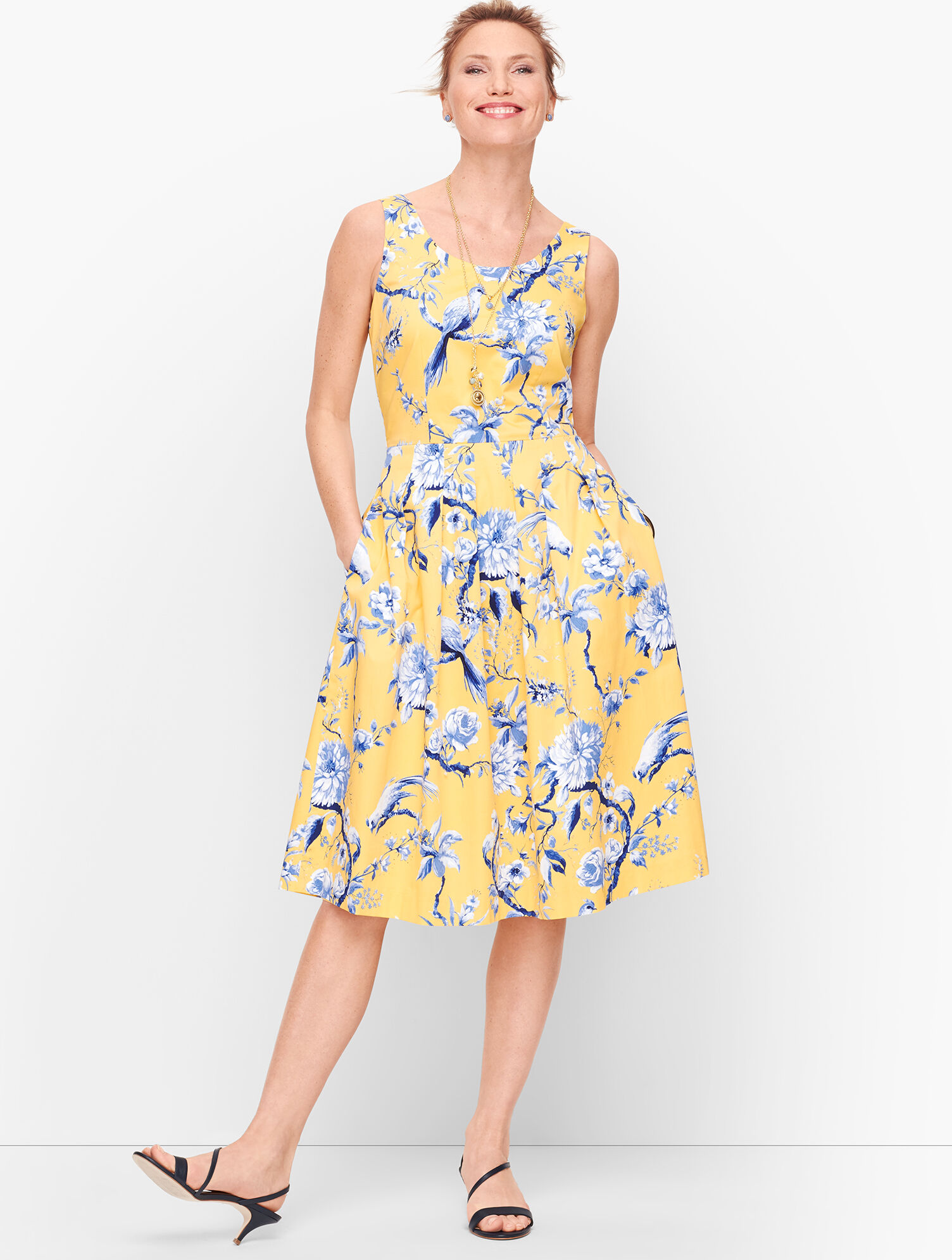 slim fit dress slacks Yellow Fit And Flare Dress Mini Front Button Placket main image 1