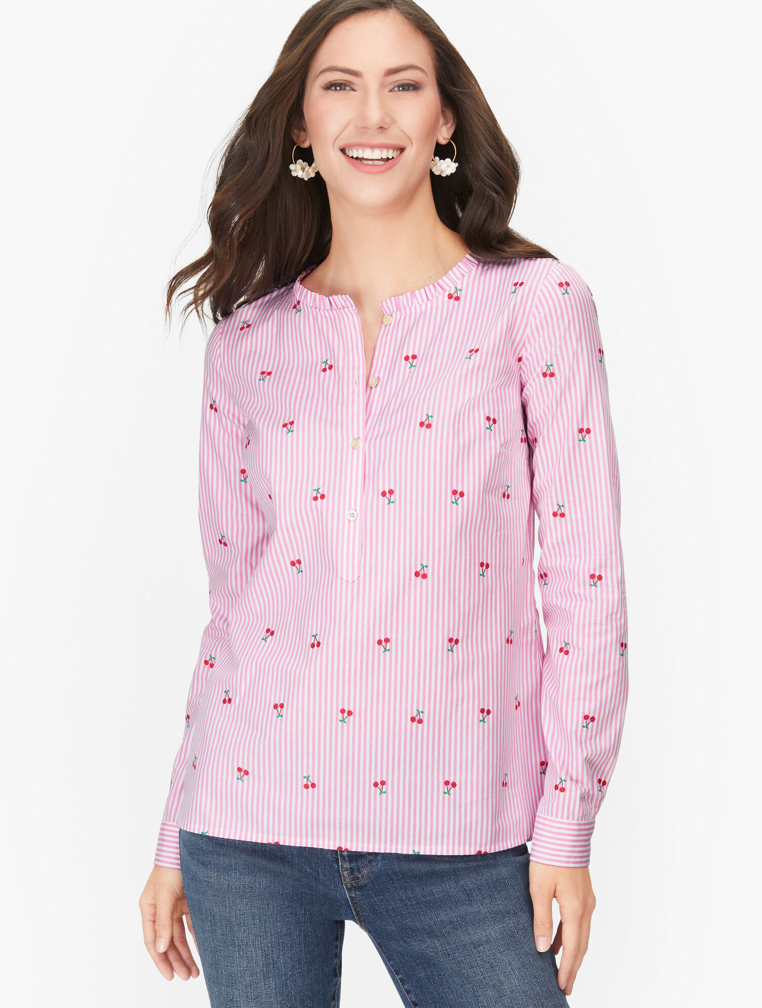 Cherry Jacquard Popover | Talbots