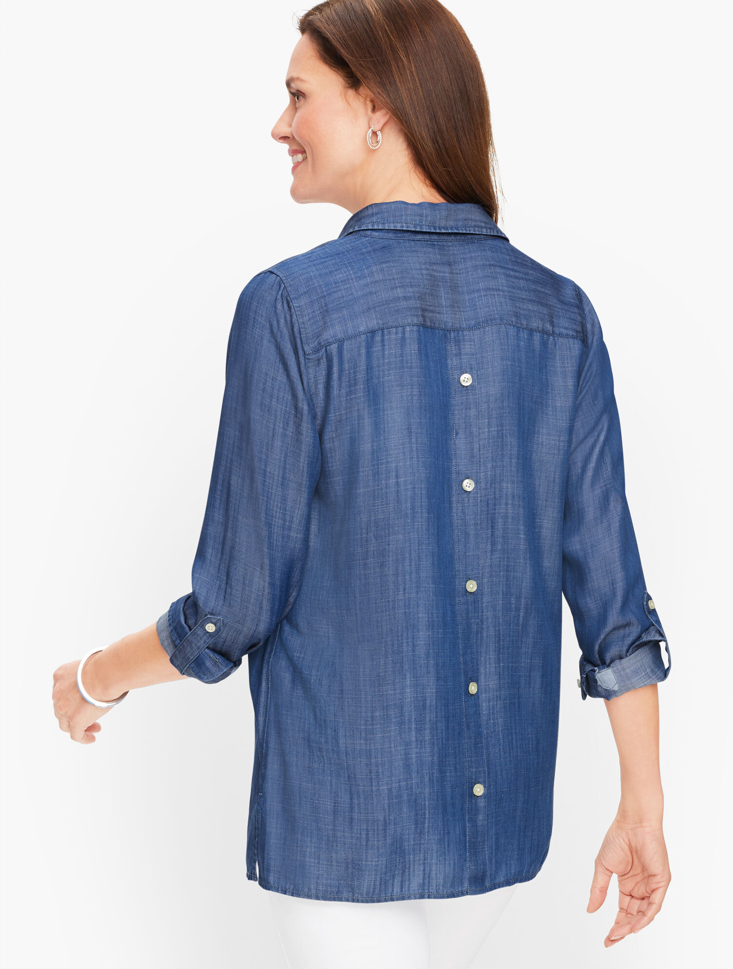 Denim Button Back Top | Talbots
