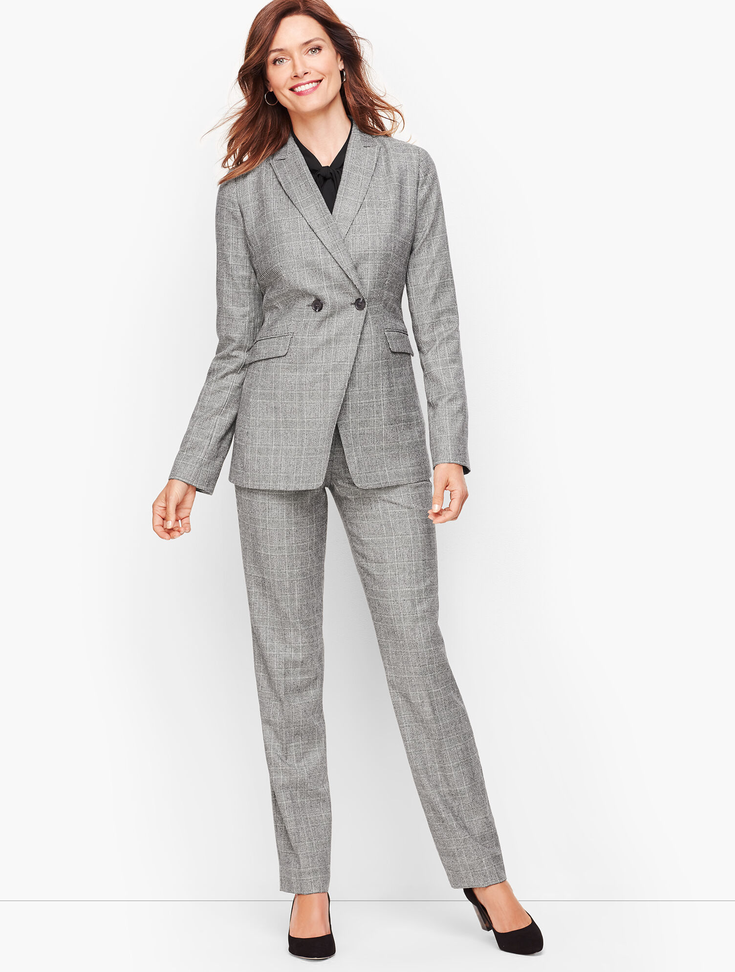 Luxe Classic Glen Plaid Double Breasted Blazer