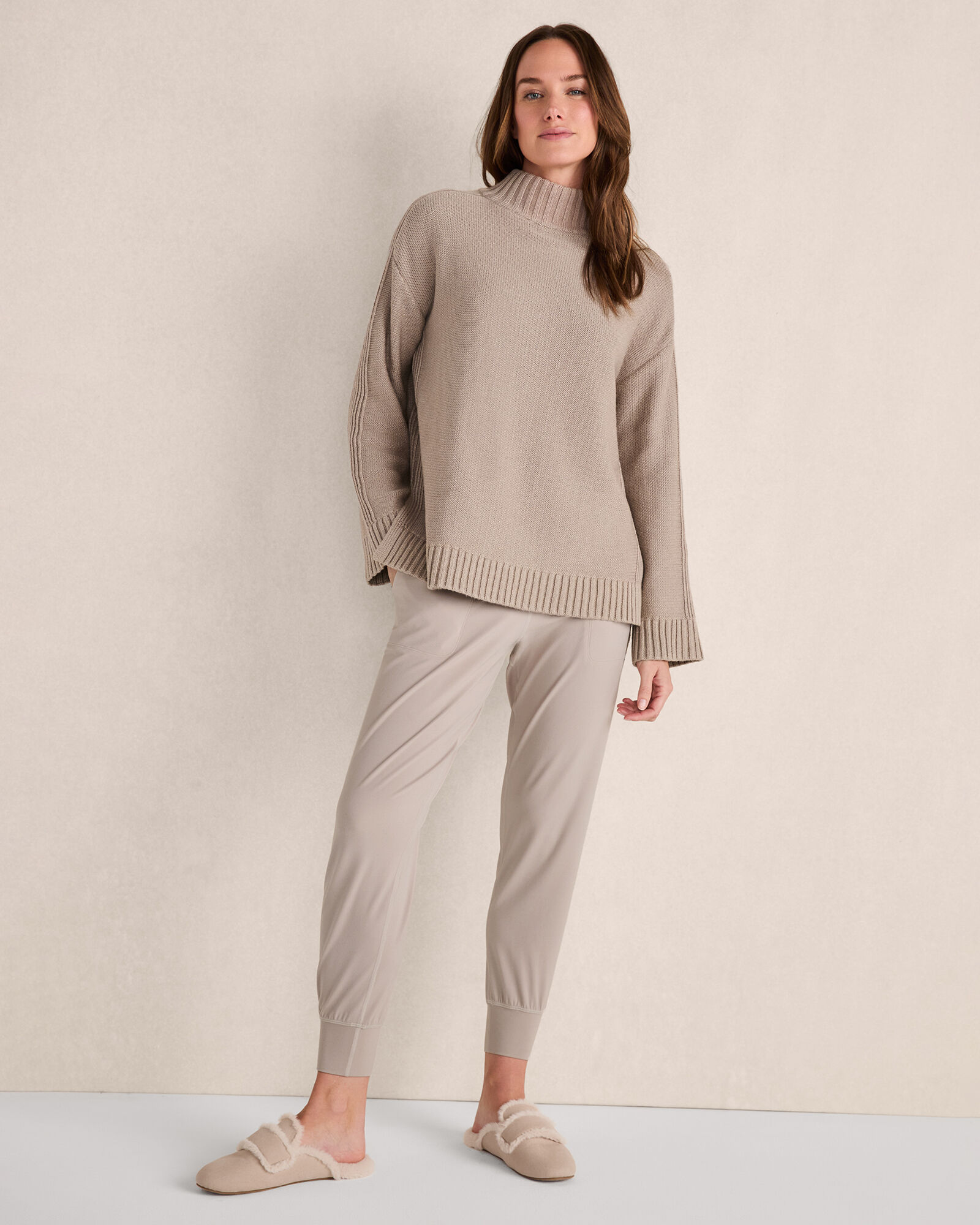 Rib Detail Mockneck Sweater