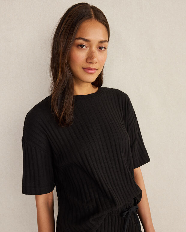 Cotton Wide Rib Short Sleeve Top
