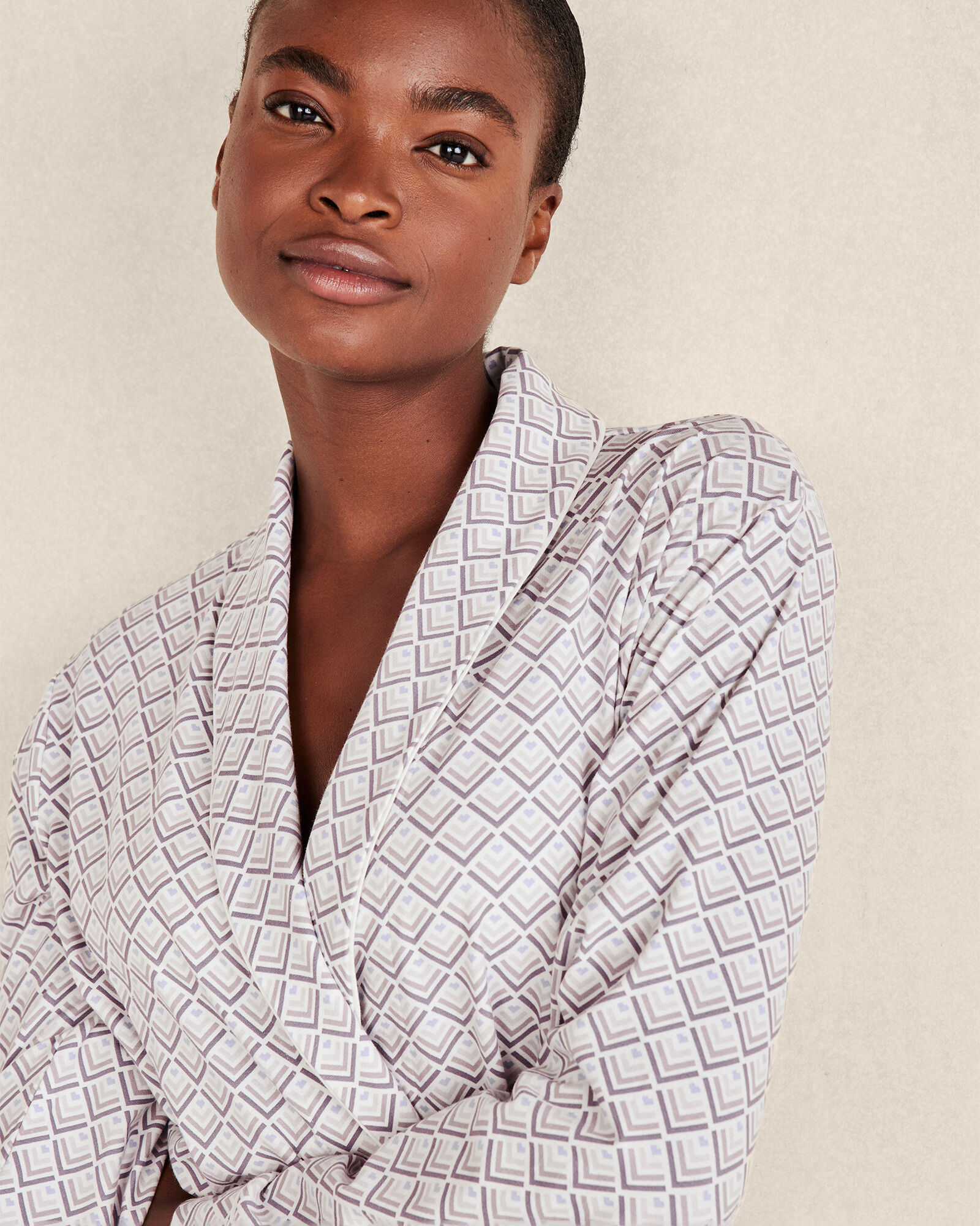 Organic Cotton Jersey Chevron Print Robe