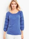 Scoop-Neck Top with Ric Rac Trim - Daisy Dot