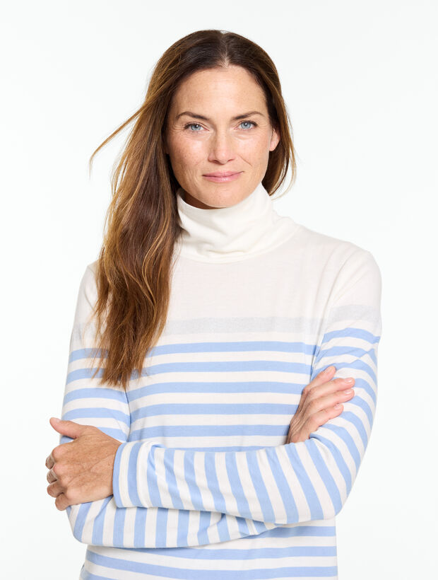 Supersoft Jersey Turtleneck Tee - Sparkle Stripe