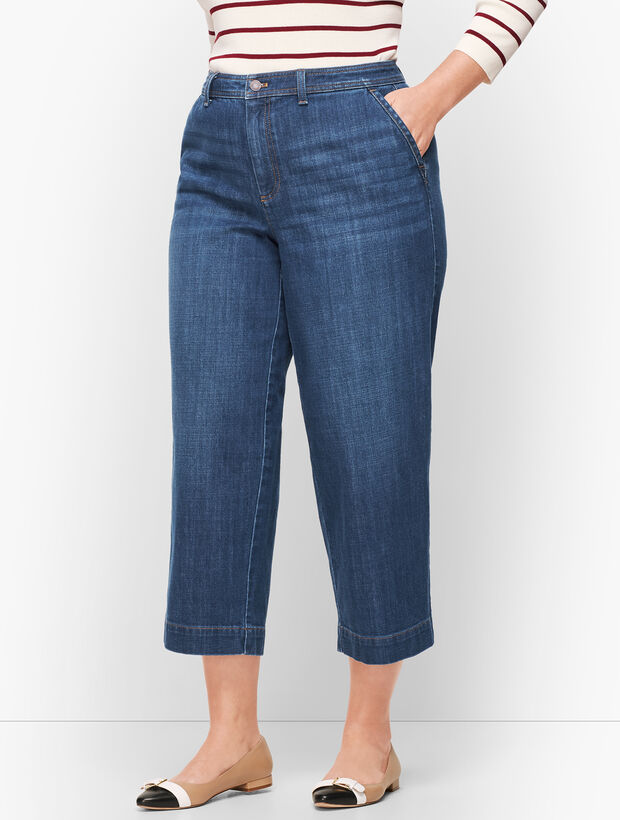 Plus Size Wide Leg Crop Jeans - Comet Wash