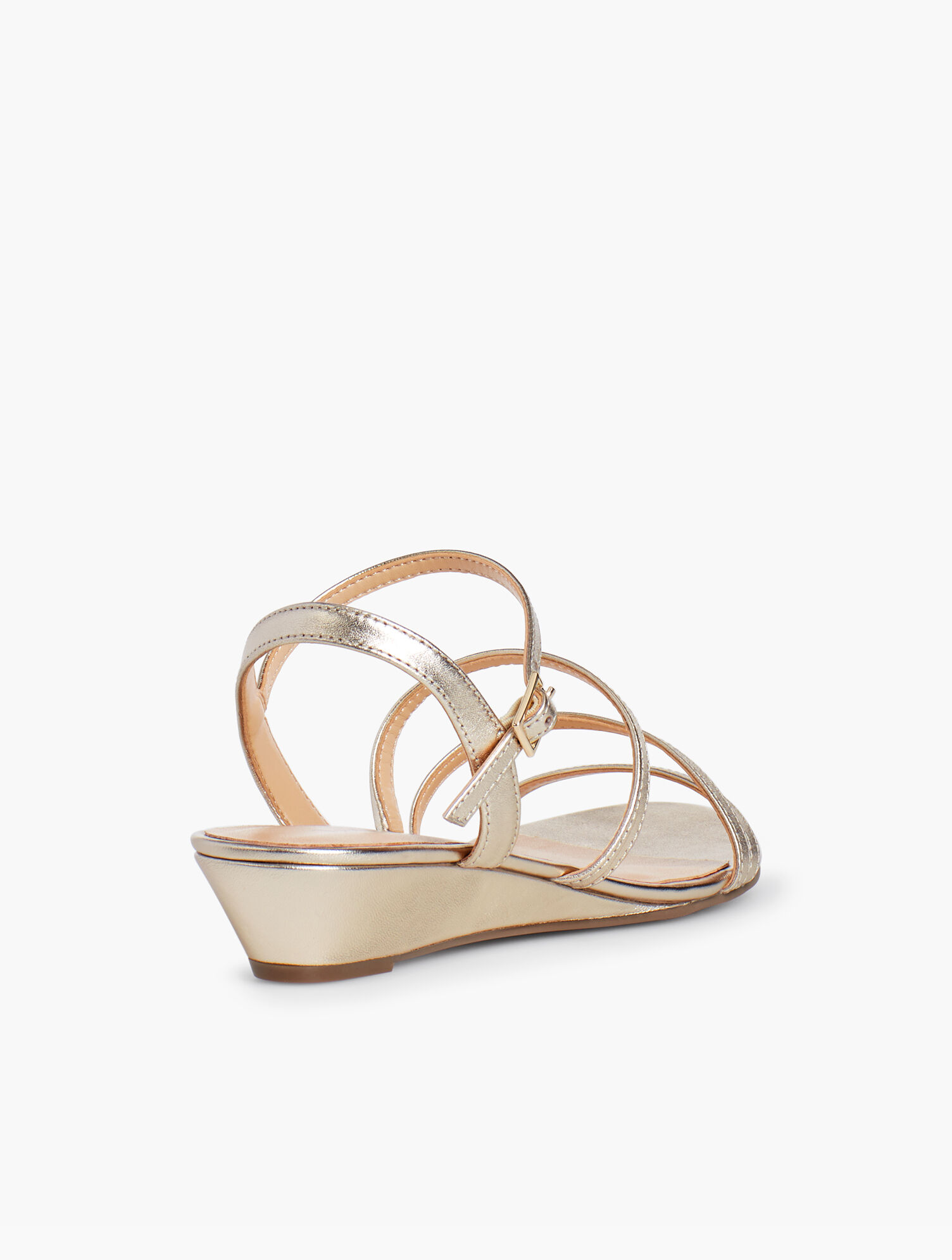 Capri Multi-Strap Mini-Wedge Sandals - Metallic
