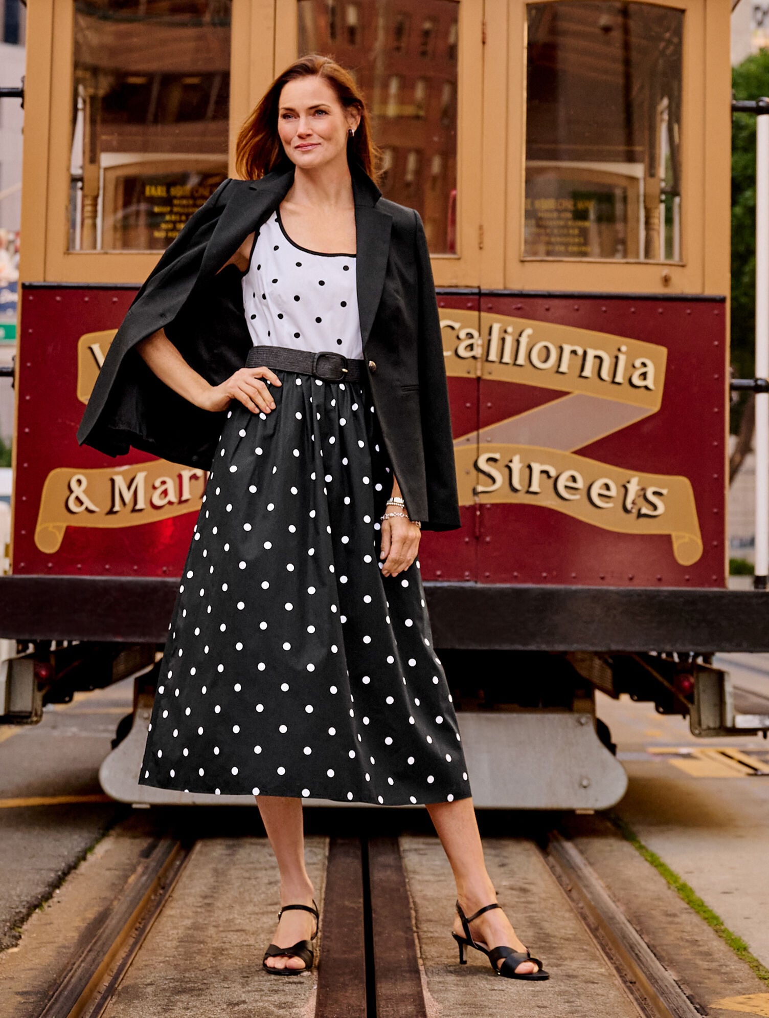 Poplin Fit-&amp;-Flare Dress - Garden Dot