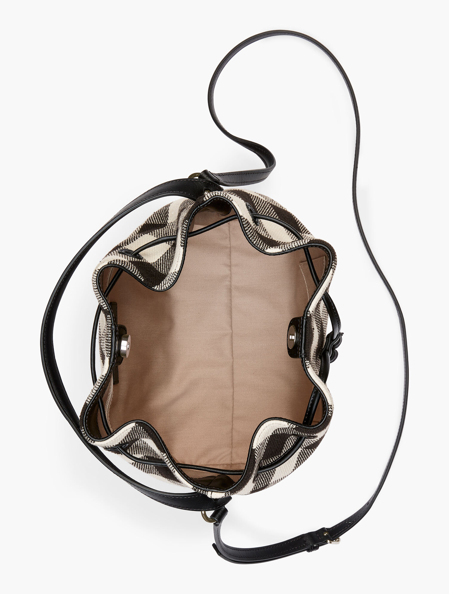 Buffalo Plaid Drawstring Bucket Bag