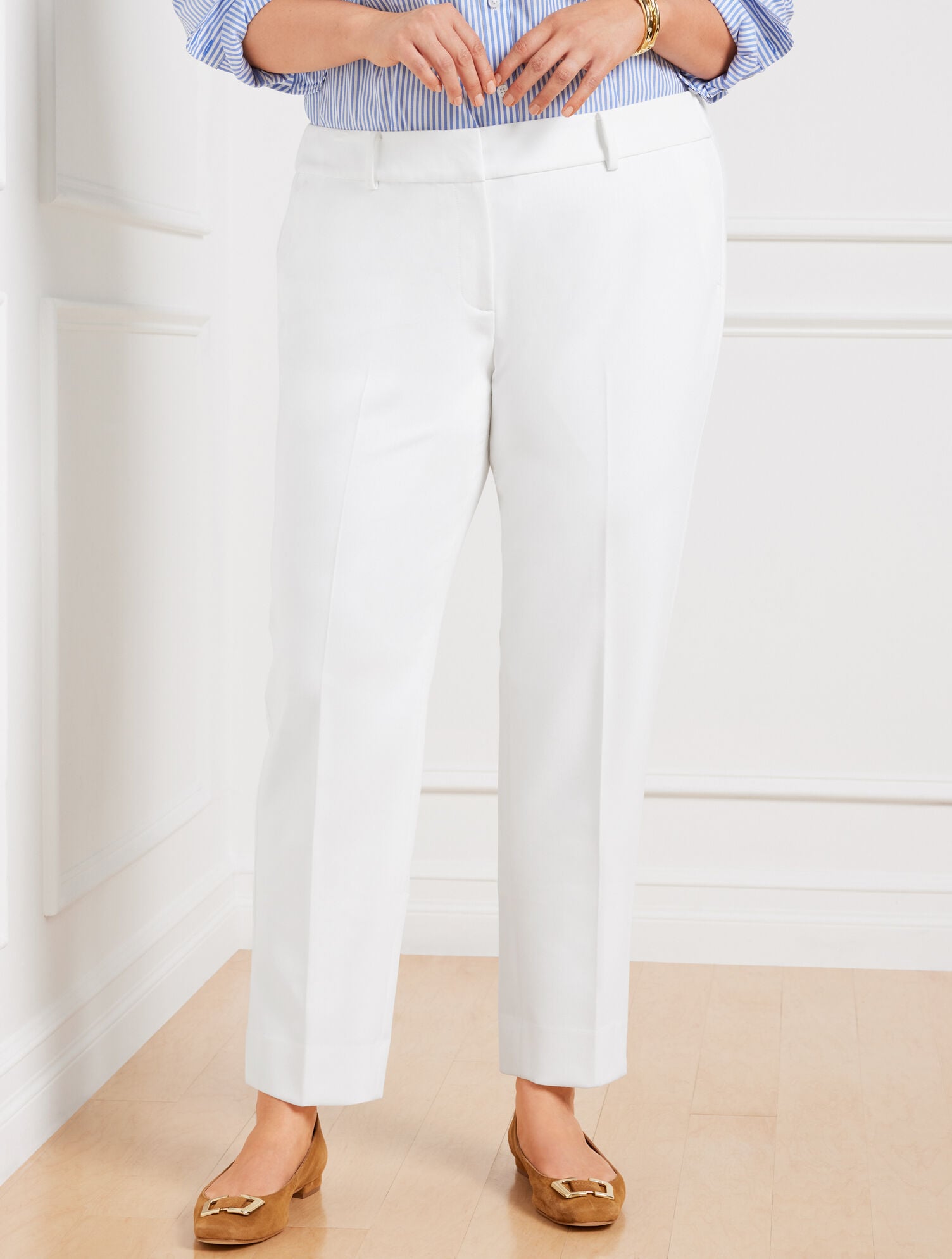 Talbots Hampshire Lightweight Double Cloth Straight Ankle Pants - Lined