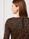 Faux Leather Trim A-Line Dress - Fall Leopard