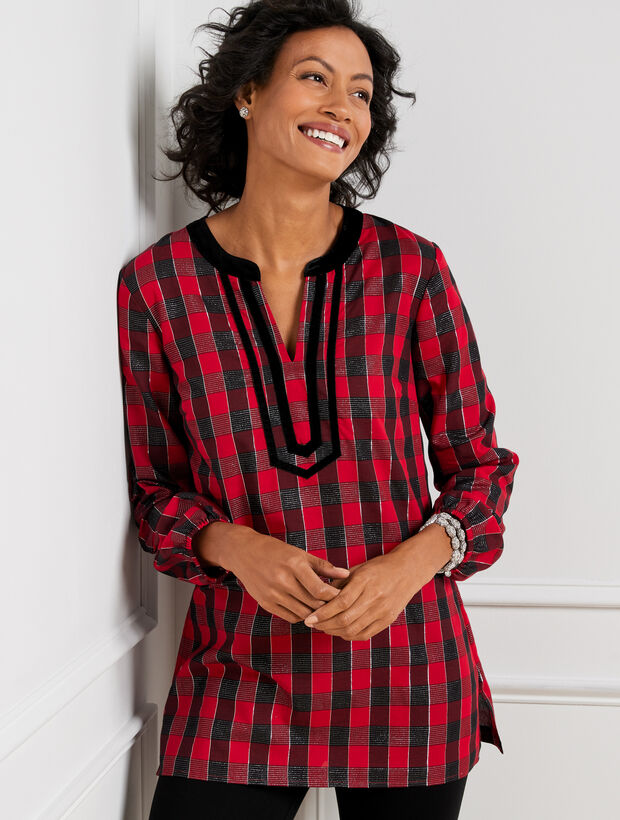Talbots Tunic Cotton Metallic Tunic - Lumiere Plaid | Talbots