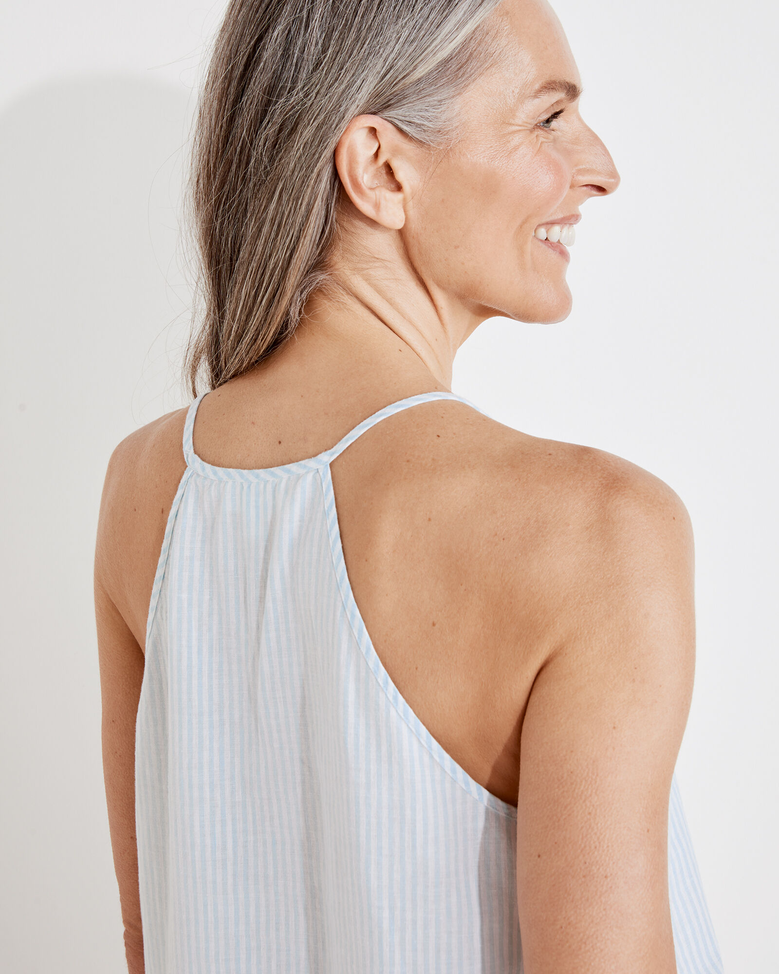 Linen Stripe Halter Neck Top