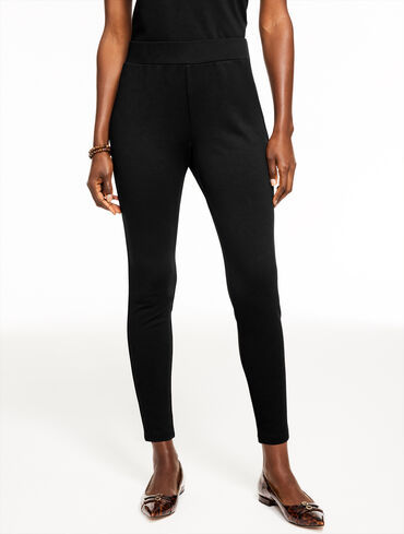Women's Plus Petite Black Ponte Modern Workwear Dress Pants | Talbots Women's Plus Petite Black Ponte Modern Workwear Dress Pants | Talbots