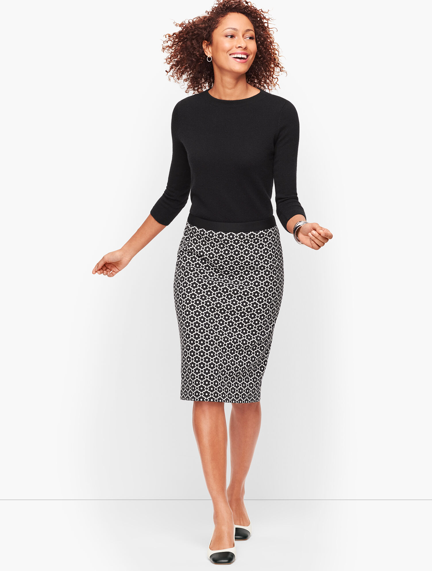 Jacquard Dot Pencil Skirt | Talbots display picture 1