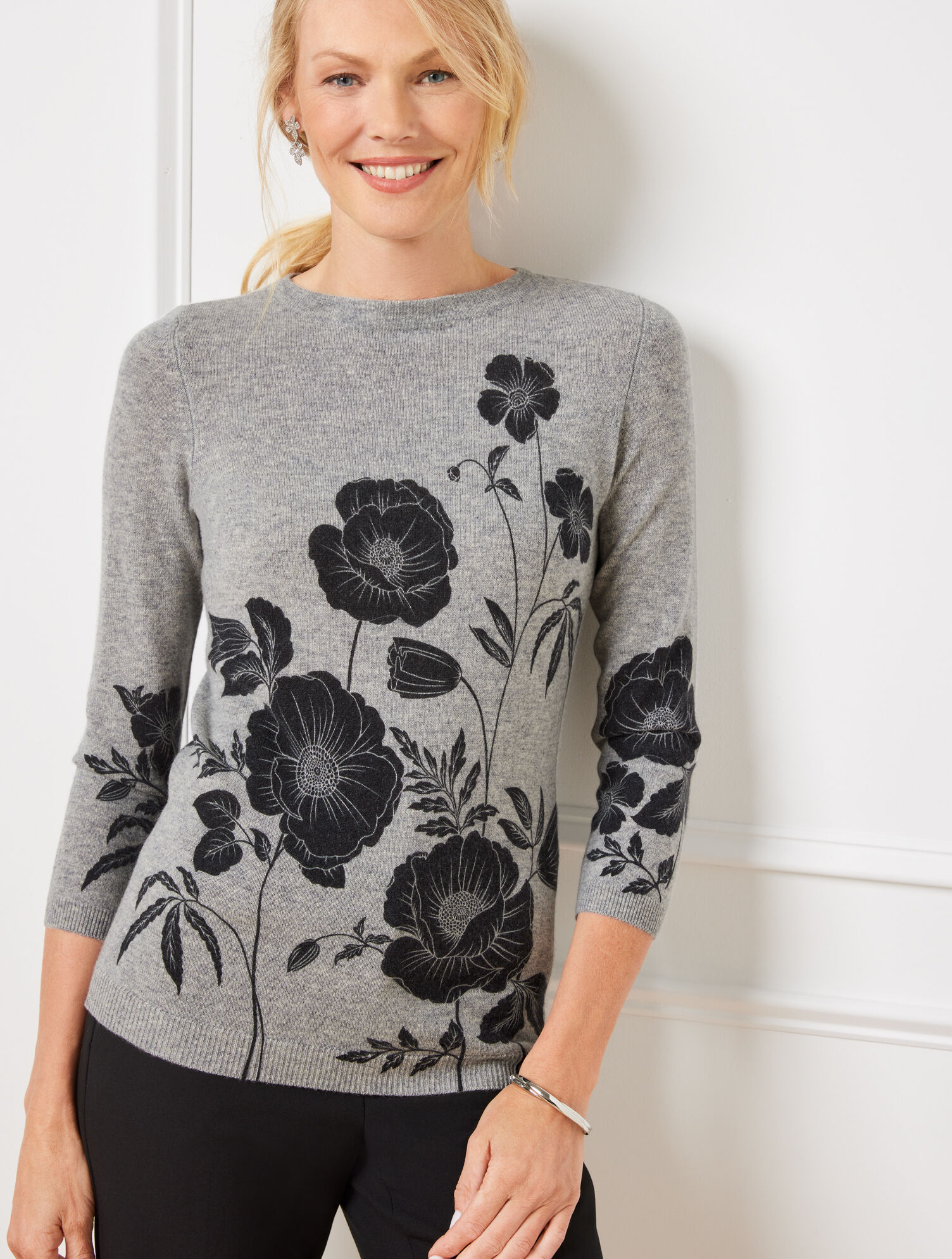 Audrey Cashmere Sweater - Pretty Poppies