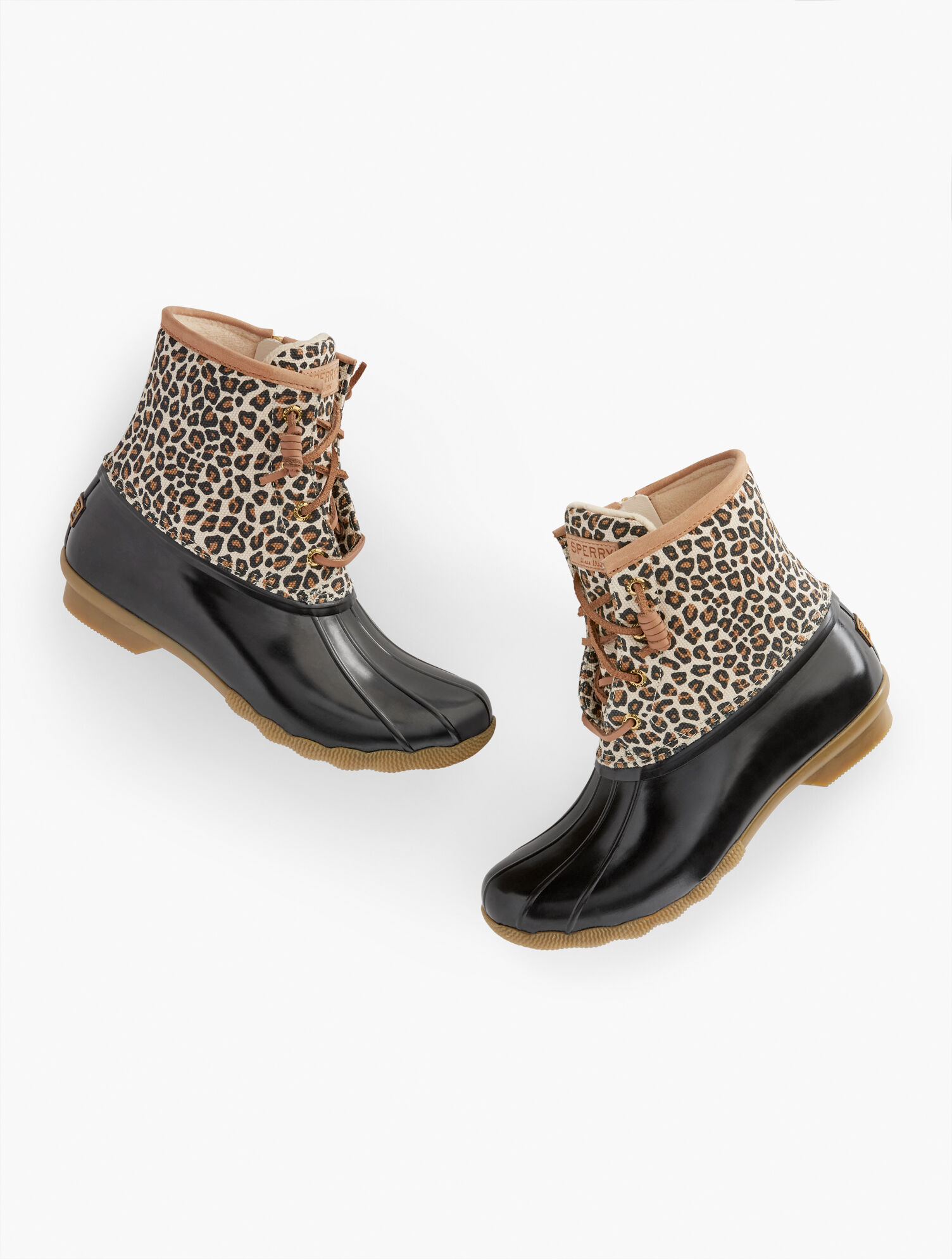 sperry duck boots leopard