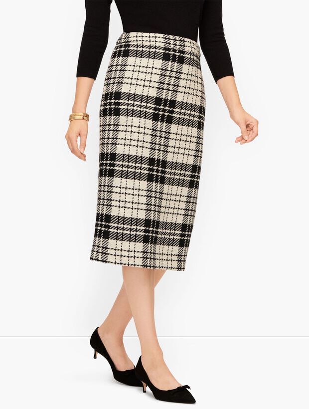 Twill Plaid Pencil Skirt