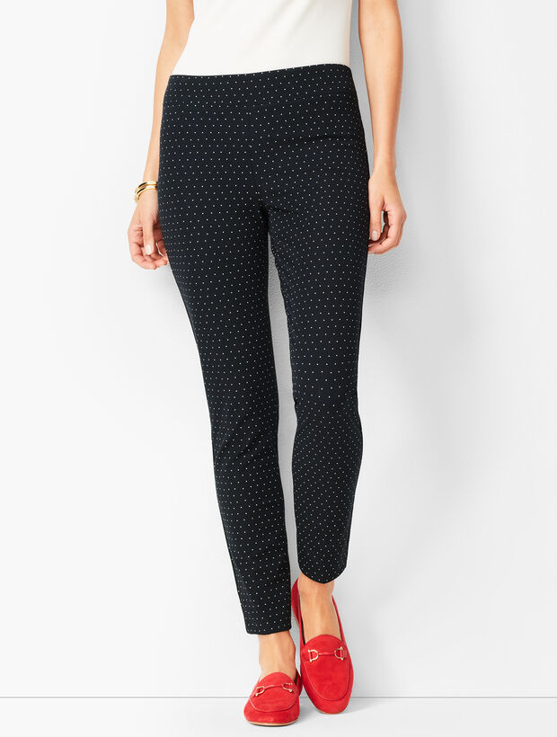 Bi-Stretch Pull-On Skinny Ankle Pants - Dot