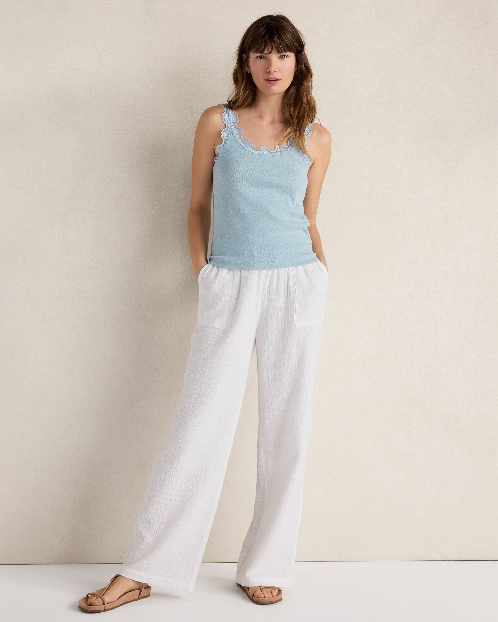 Resti Organic Cotton Rib Knit Lace Tank