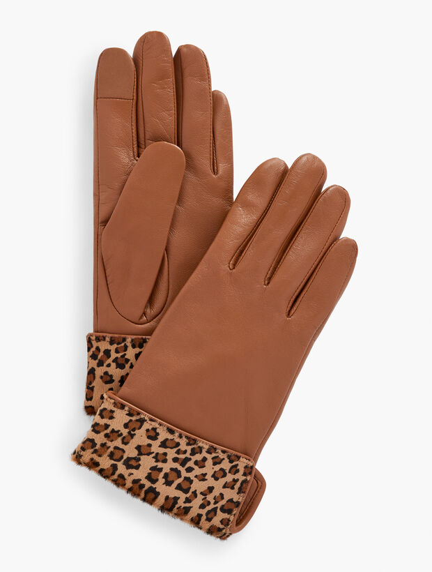 Calf Hair Leopard Cuff Leather Gloves