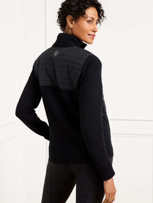 Quilted Mockneck Sweater Jacket