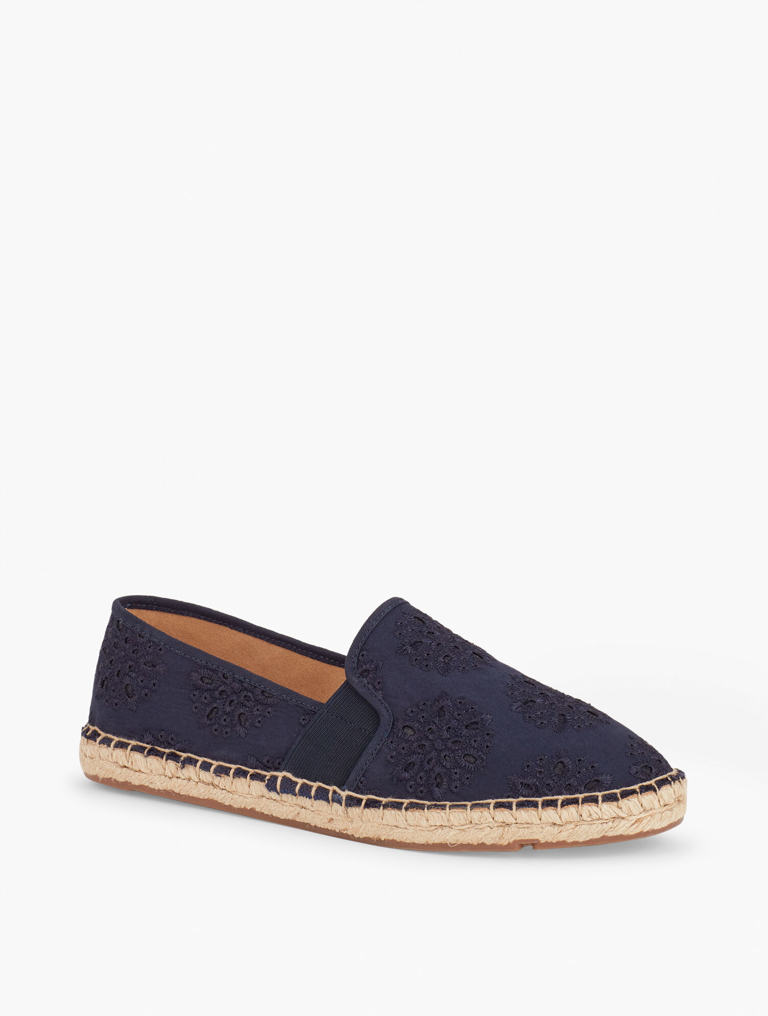 TALBOTS IZZY EYELET ESPADRILLES Dark Blue Embroidered Loafers Izzy d main image 3