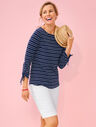 Textured Ruched-Sleeve Tee