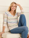 Raglan V-Neck High-Low Sweater - Faded Stripe