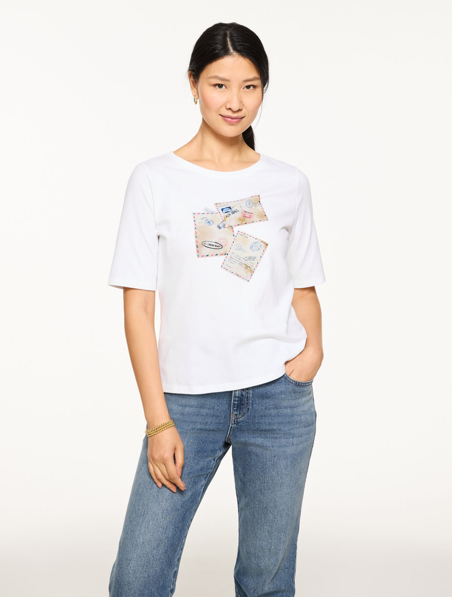 Elbow Sleeve Crewneck Tee - Postcard