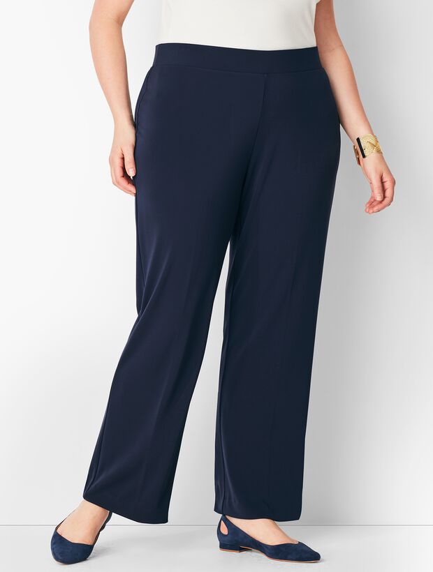 Plus Size Matte Jersey Straight-Leg Pants