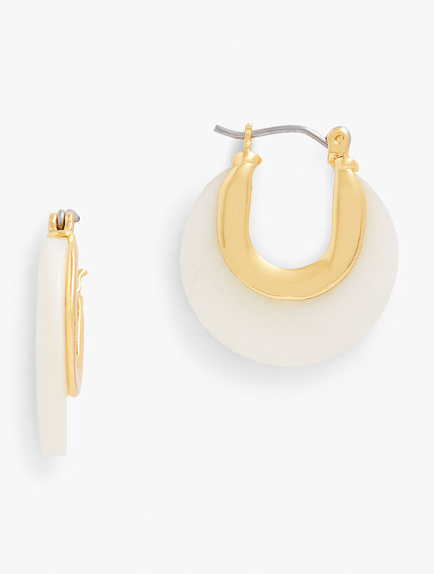Mother-Of-Pearl Disc Hoop Earrings