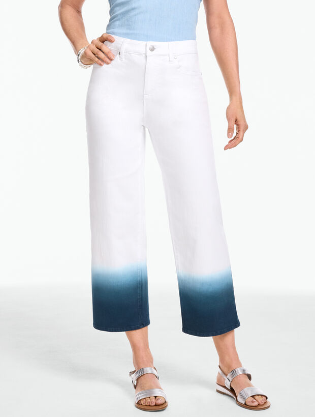 Wide Crop High Waist Jeans - Dip-Dyed