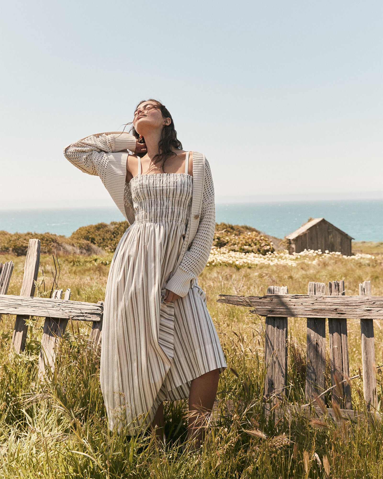 Organic Cotton Poplin Smocked Midi Dress