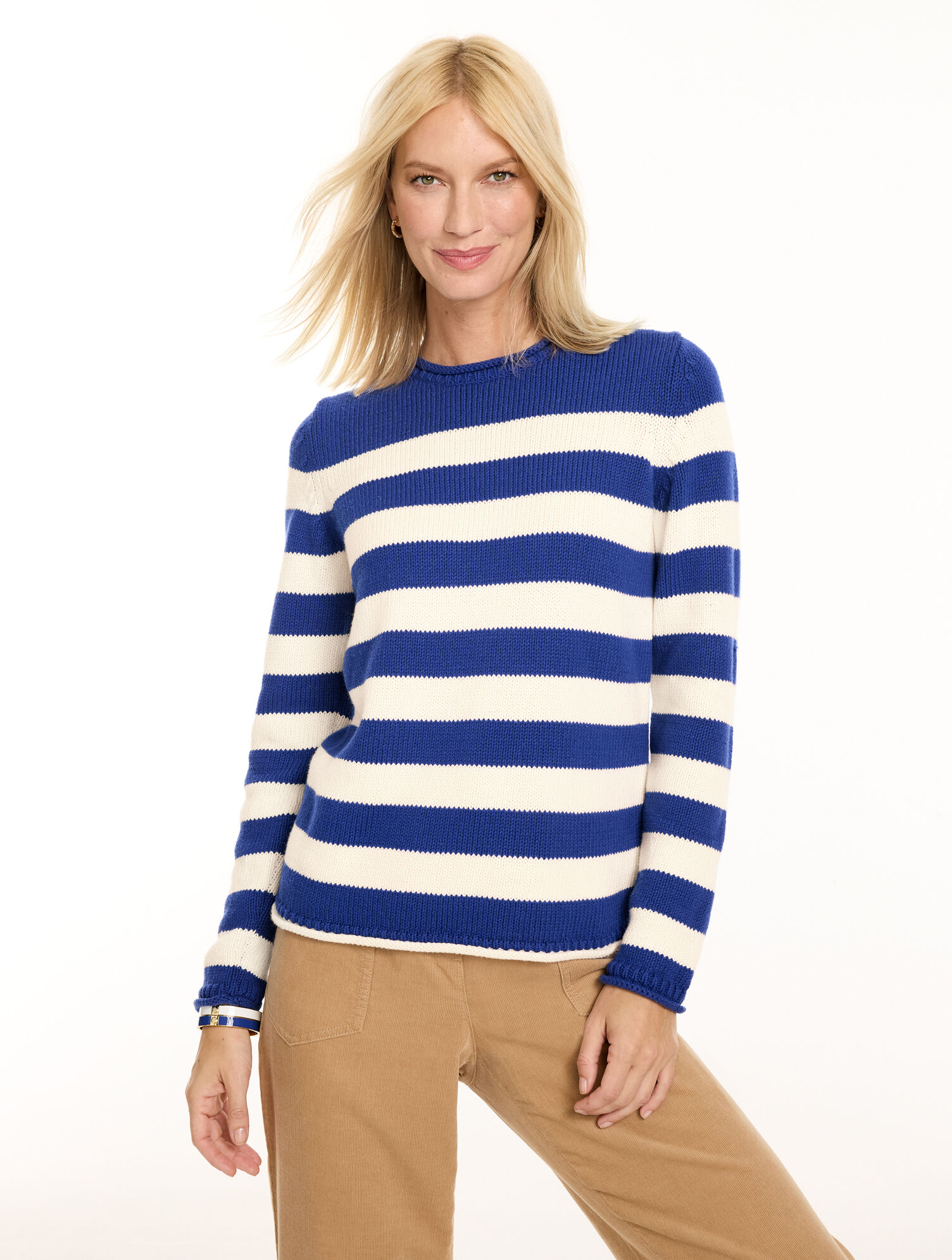 The Classic Roll Neck Sweater - Breton Stripe