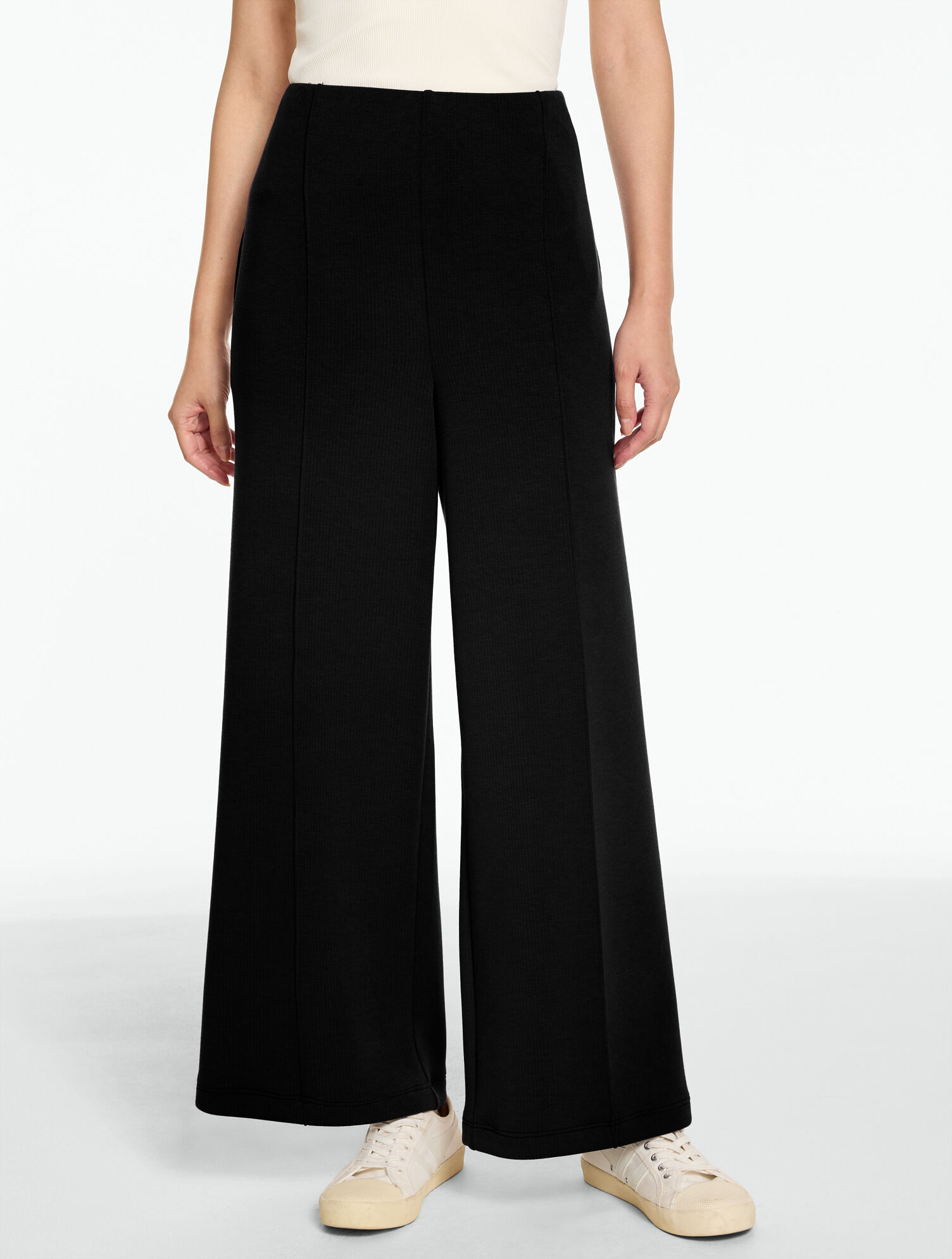 AirKnit Stretch Ribbed High Waist Wide Leg Pants