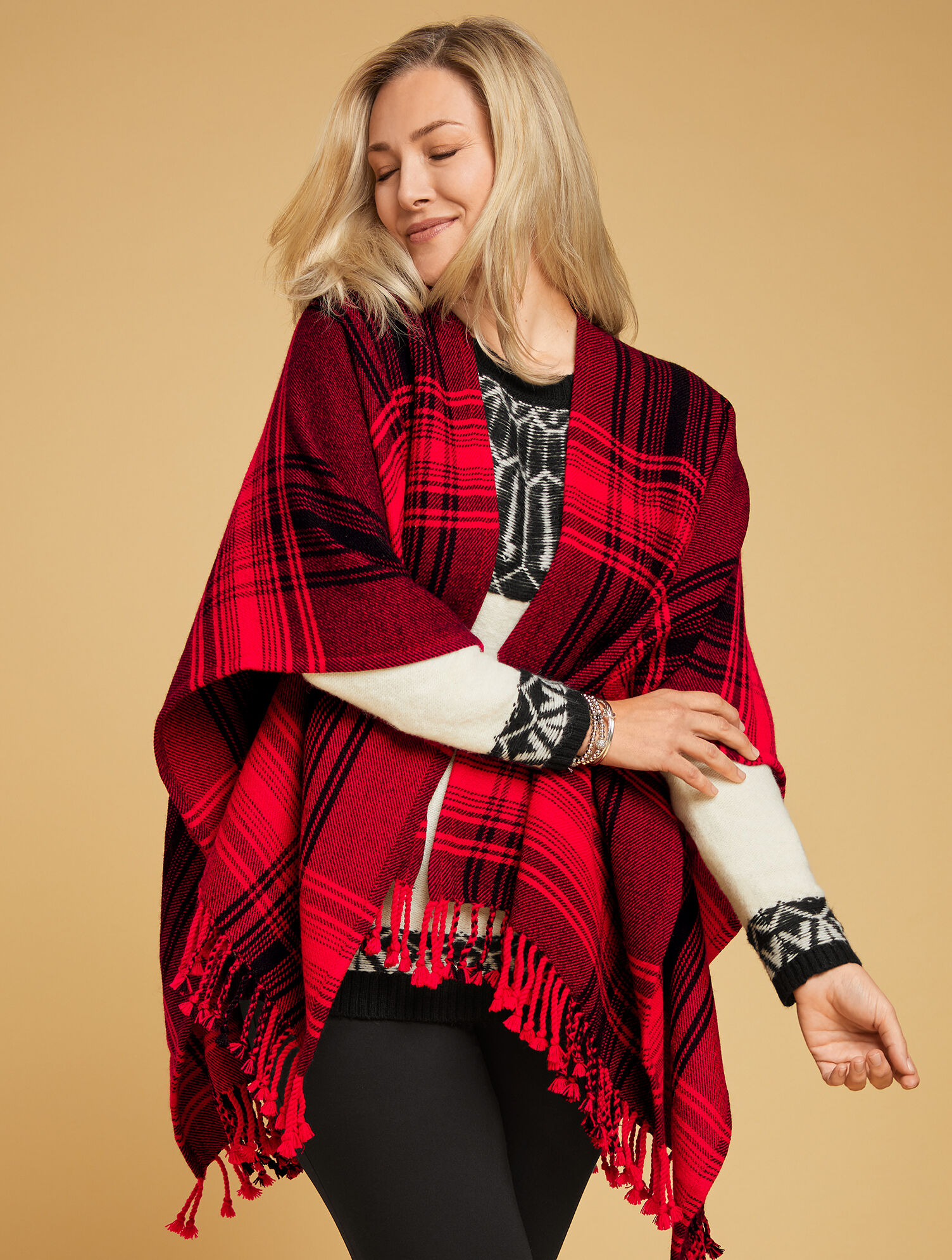 Woven Plaid Ruana
