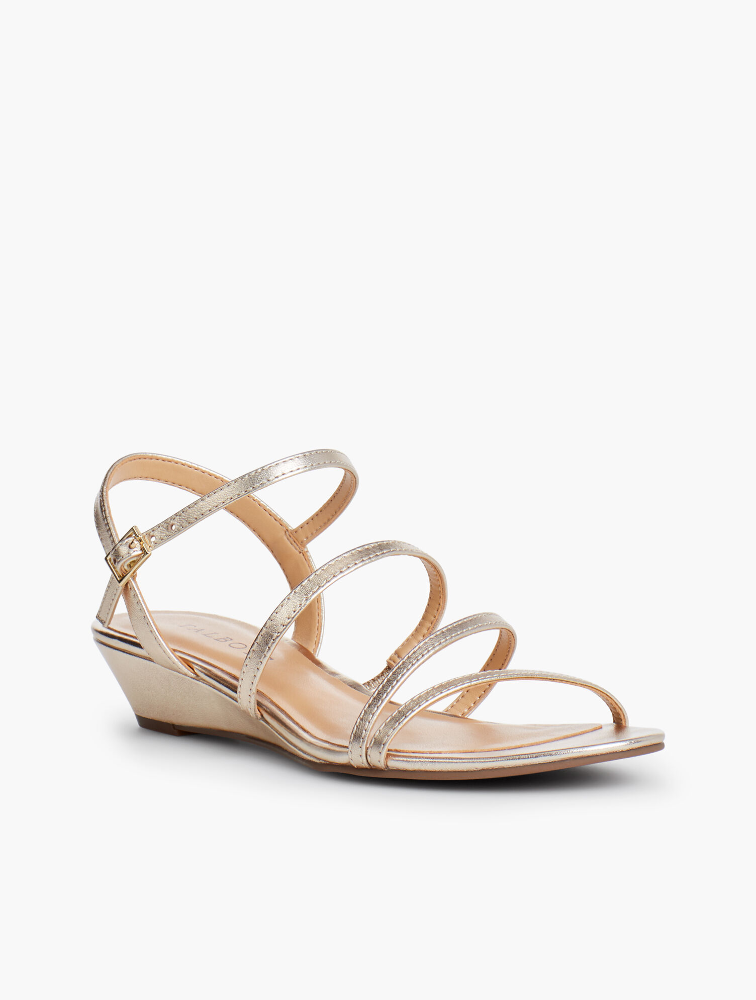 Capri Multi-Strap Mini-Wedge Sandals - Metallic