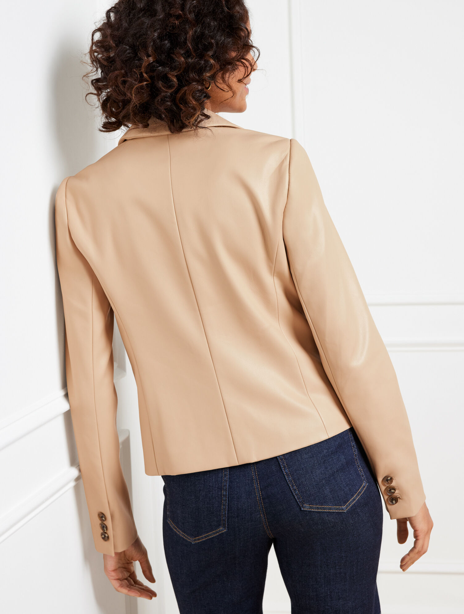 Faux Leather Double Breasted Blazer | Talbots