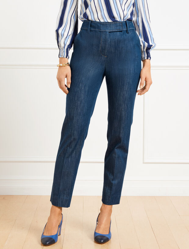 Old Vintage Style Patchwork Slim Fit Denim Straight Leg Pants main image 0