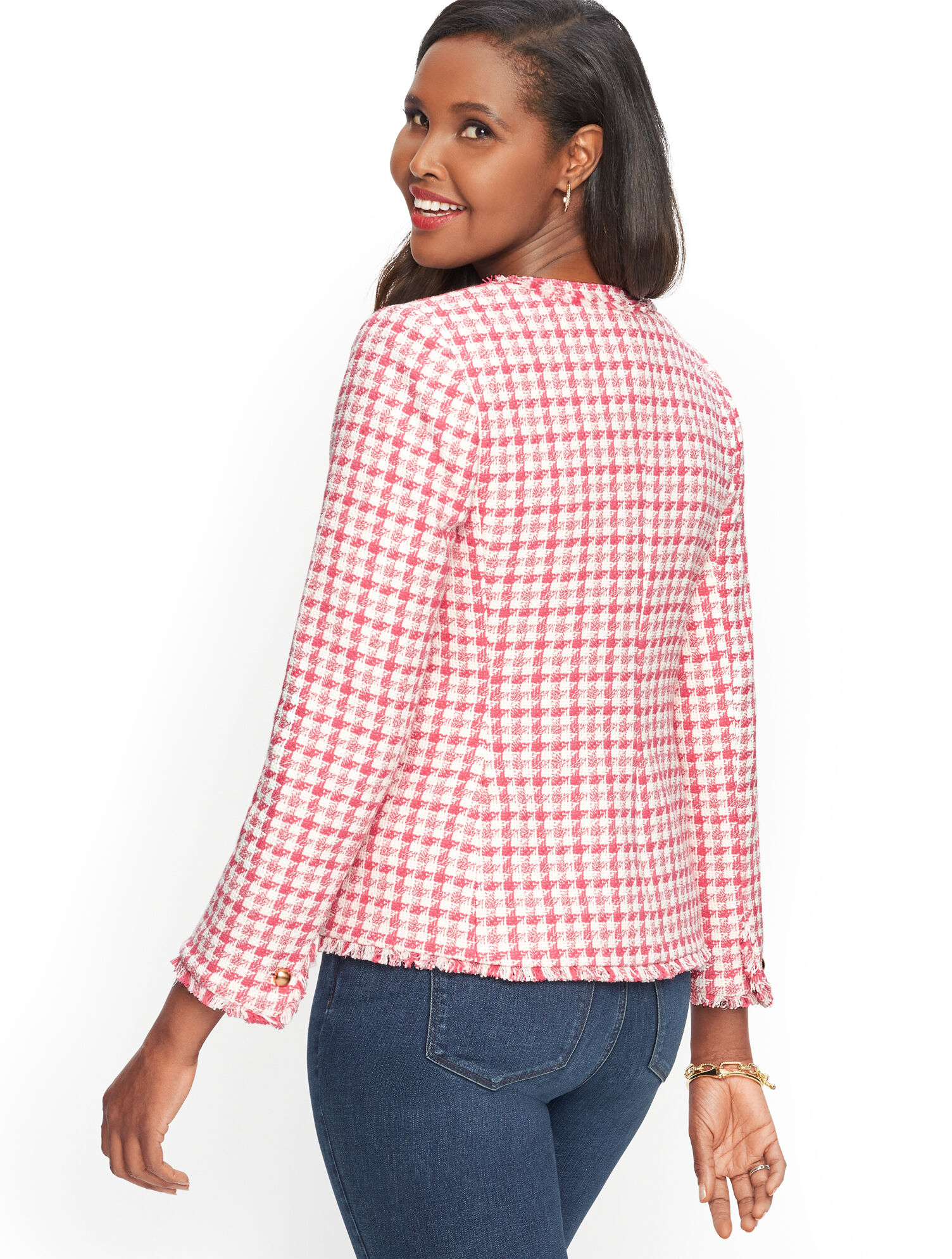 Fringe Trim Tweed Jacket | Talbots