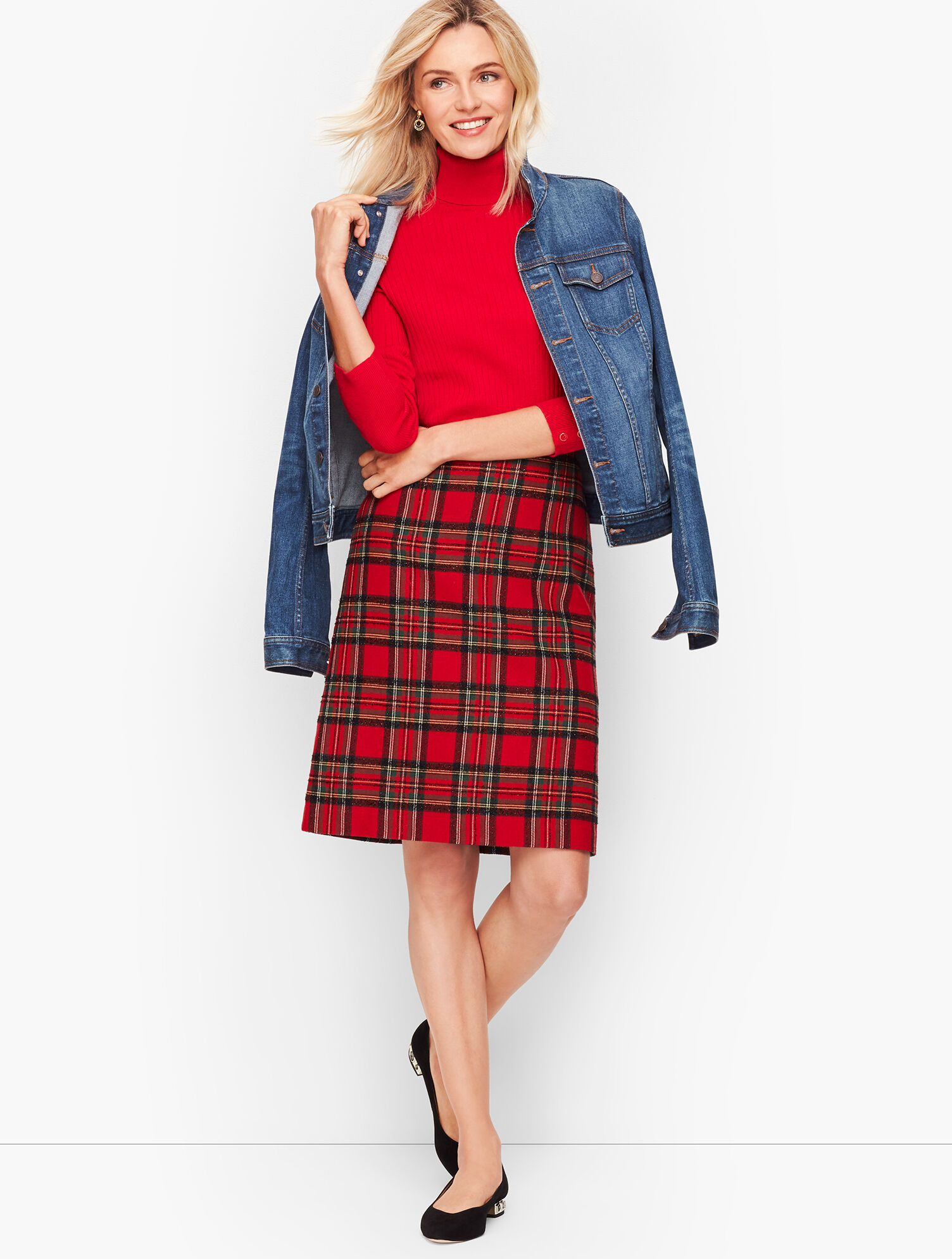 Plaid Sparkle A-Line Skirt Talbots