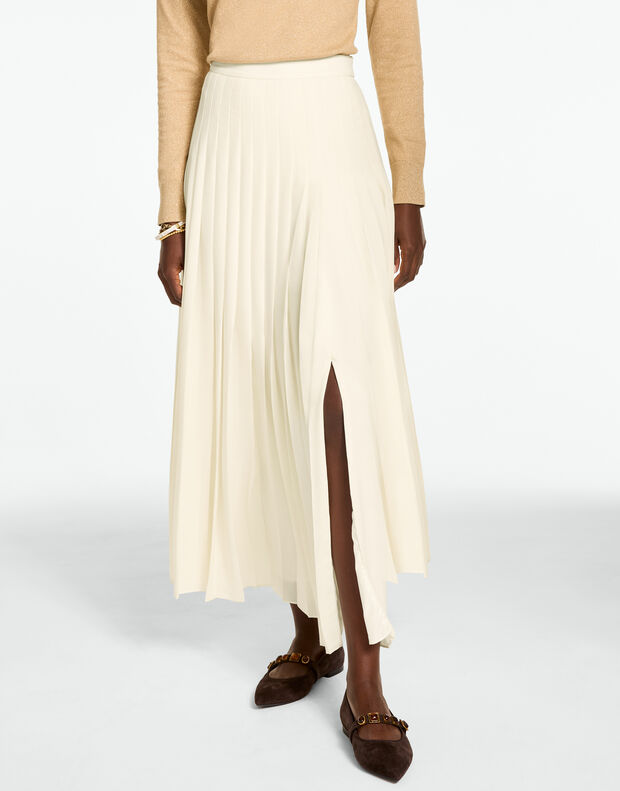 Crepe Pleated Maxi Skirt