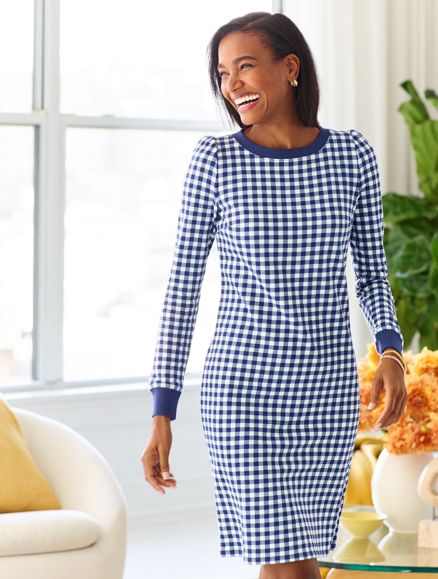 Terry Shift Dress - Gingham | Talbots