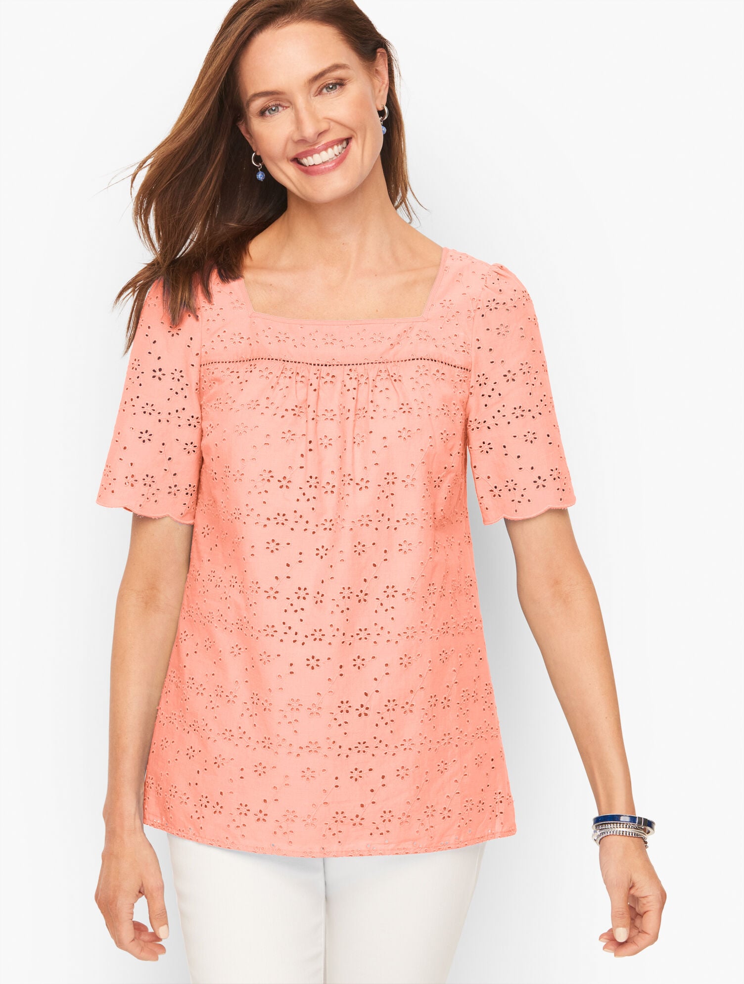 Eyelet Square Neck Top