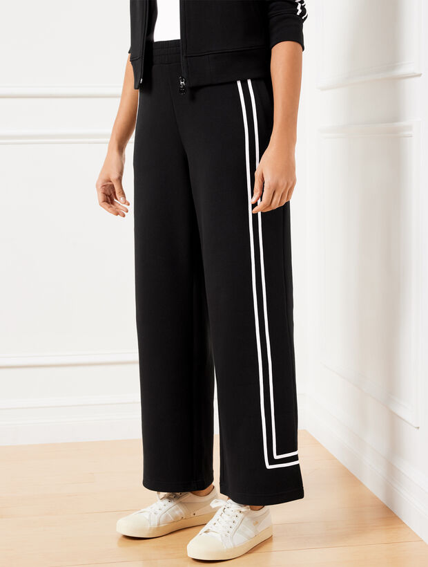 Piqu&eacute; Tipped Wide Leg Pants