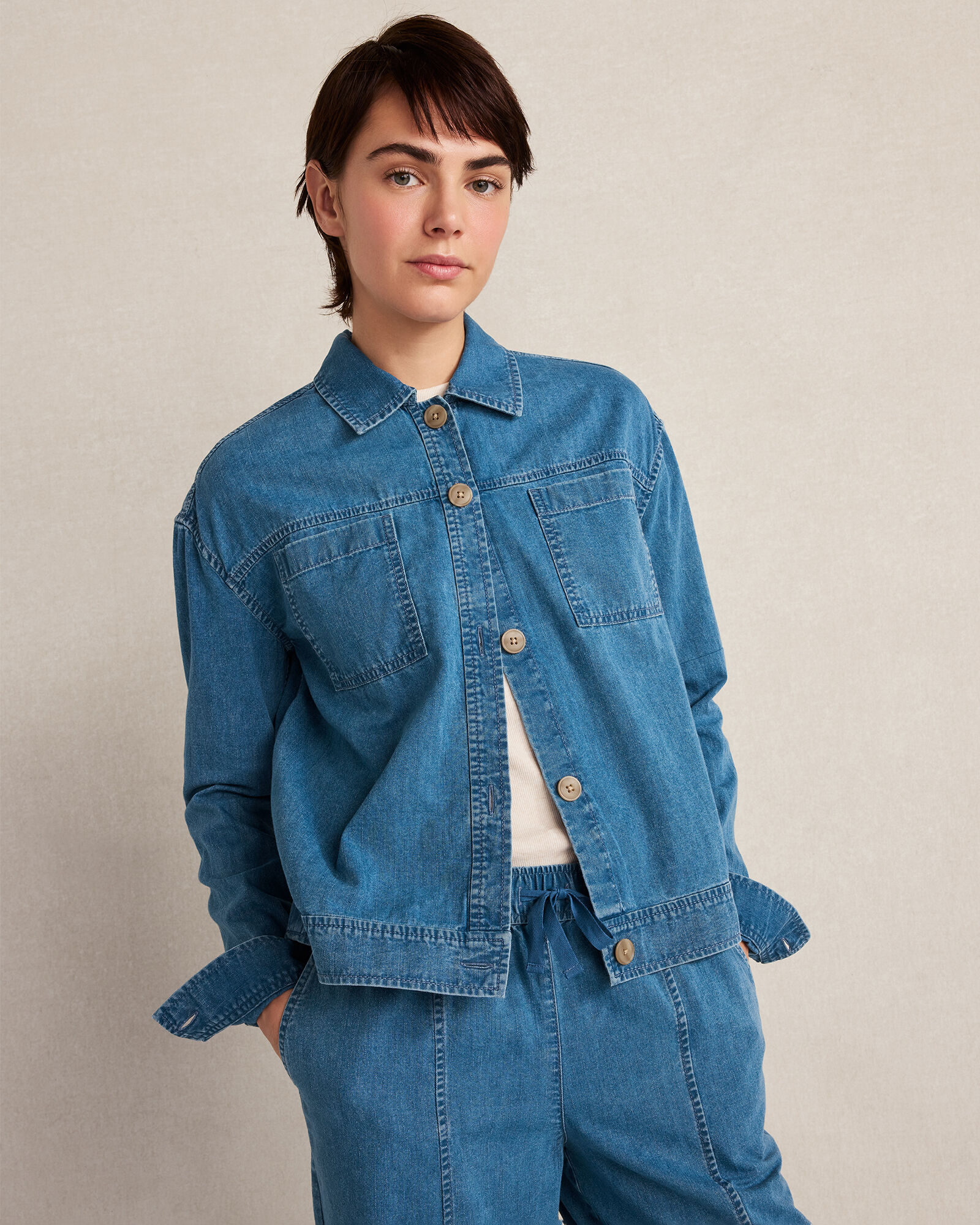 Organic Cotton Denim Boxy Jacket | Haven Well Within