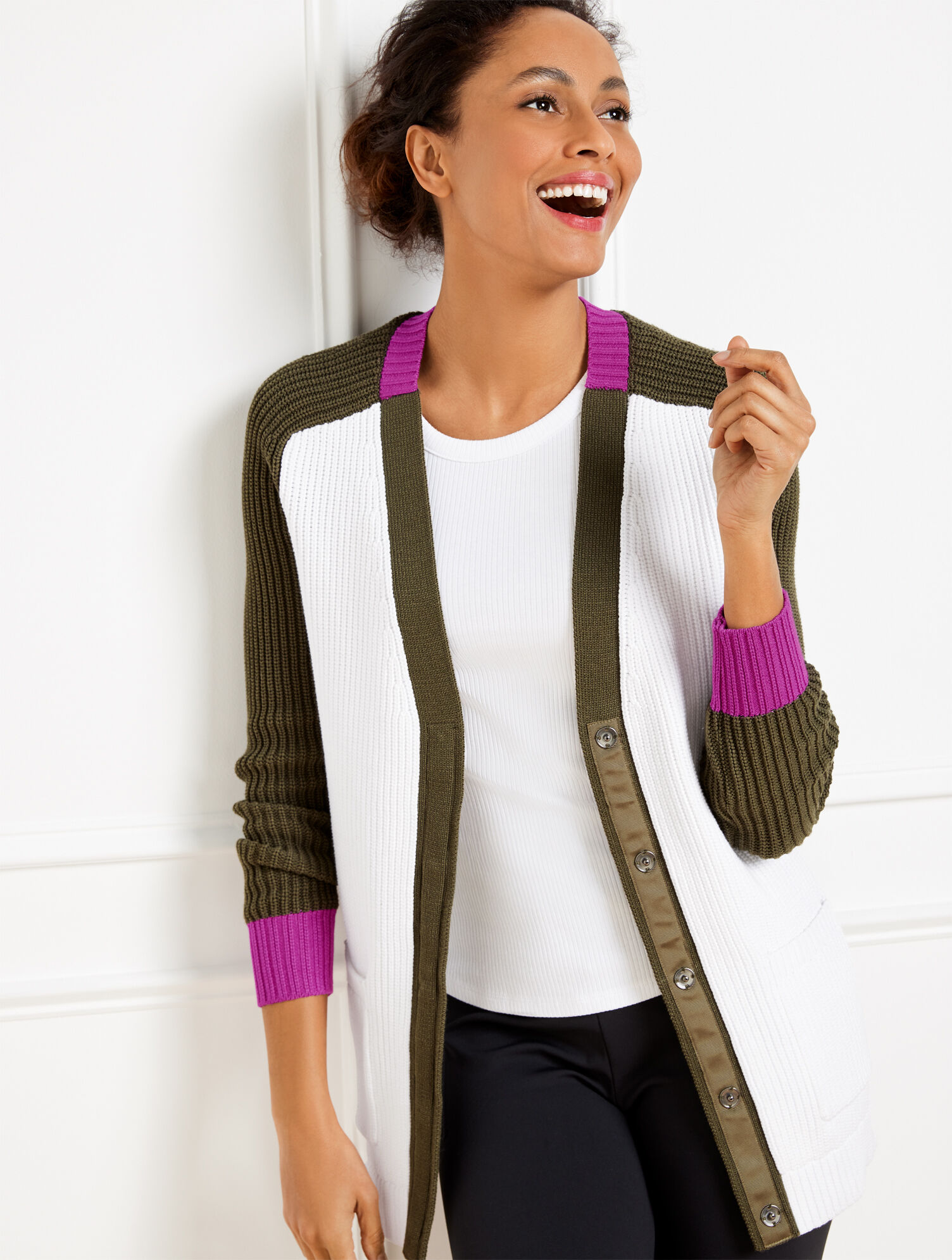 Talbots Colorblock Colorblock Cardigan | Talbots