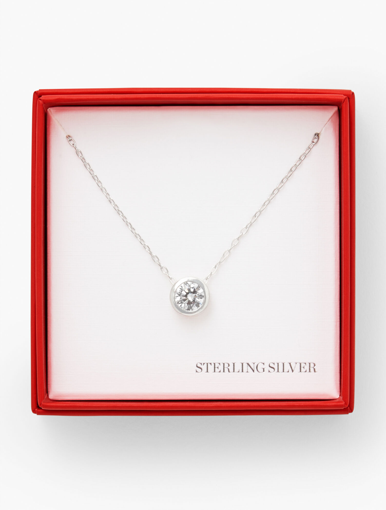 Sterling Silver Classic Stone Pendant Necklace