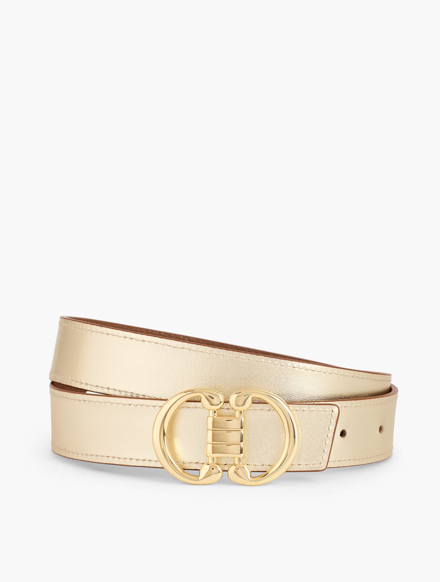 Women's Reversible Metallic Belt - Brown/Gold - XL Talbots